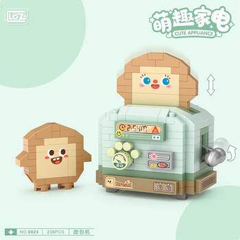 LOZ 俐智 积木微颗粒花花熊猫儿童拼装玩具可爱模型送男女孩生日礼物 8824/面包机母婴玩具类商品-全利兔-实时优惠快报