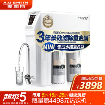 史密斯(A.O.Smith)家用净水器 直饮净水机 1.6升/分钟 反渗透净水机 家电 1600M