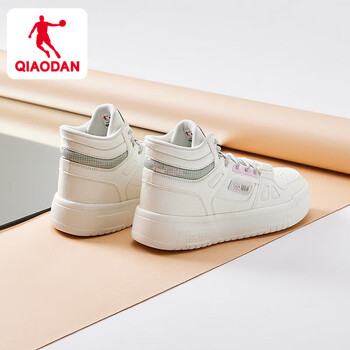 QIAODAN 乔丹 79！乔丹 女款高帮板鞋象牙色紫运动户外类商品-全利兔-实时优惠快报