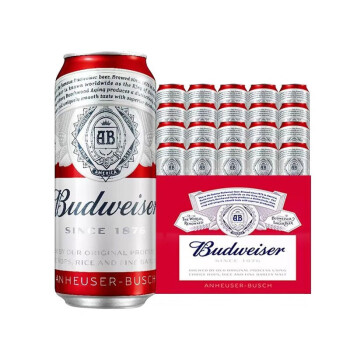 百威（Budweiser）红罐淡色拉格高端小麦啤酒  经典醇正铝罐啤酒 450mL 20罐 整箱装