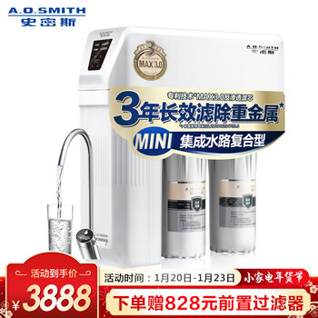 史密斯(A.O.Smith)家用净水器 直饮净水机 1.6升/分钟 反渗透净水机 家电 1600M