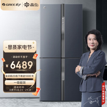 格力（GREE）晶弘510升十字对开门双开门全域养鲜电冰箱一级能效变频母婴净味 BCD-510WPSCL/鹤羽青
