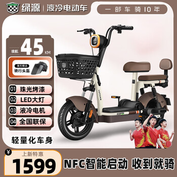 LUYUAN 绿源 电动车NFC智能解锁电动自行车48V男女时尚电瓶车轻便代步车 焕彩深咖全利兔-实时优惠快报