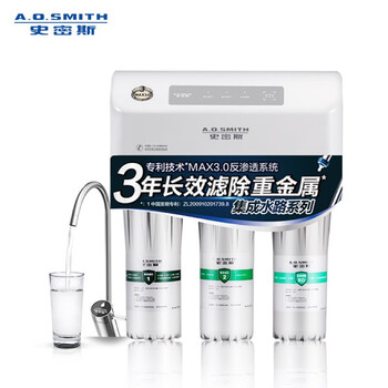 史密斯(A.O.Smith) 家用净水器 专利MAX3.0反渗透滤滤芯 标配专利智能龙头 有桶 净水机 R50VTC1 家电