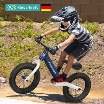 KinderKraft 德国平衡车儿童滑步无脚踏单车2-6岁 内置软减震【 送护具】 【减震模块】【竞速充气款动感蓝】送骑行套装