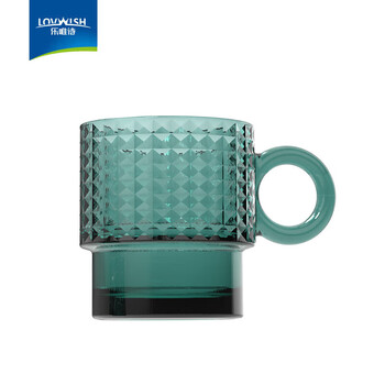 LOVWISH 乐唯诗 NERVISHI）墨绿原色玻璃杯网红款水杯叠叠杯 晶格*1日用百货类商品-全利兔-实时优惠快报