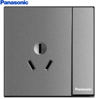 松下（Panasonic）开关插座面板 带开关16A插座面板 16A3孔1开大功率空调墙壁插座悦宸WMWM608MYH 云碳灰色