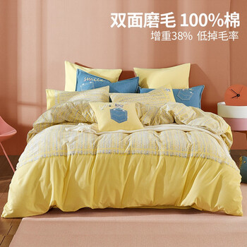 MENDALE 梦洁家纺 卡尔的猫 全棉磨毛四件套 1.5m床 床单款全利兔-实时优惠快报