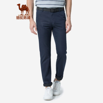 骆驼（CAMEL）男装 春季男士韩版休闲裤男中腰直筒轻薄透气长裤子 蓝色 33
