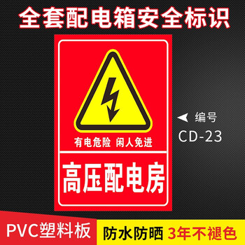 配电箱有电危险安全警示牌亚克力标识牌高压配电房30x40cmpvc板一张