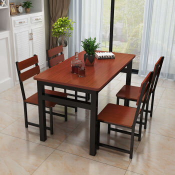 奥盛益美餐桌椅组合家用吃饭桌4人小户型饭桌现代简约长方形出租房