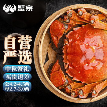 蟹宗 大闸蟹 公蟹200-215g+母蟹135-150g 8只 礼盒装食品类商品-全利兔-实时优惠快报