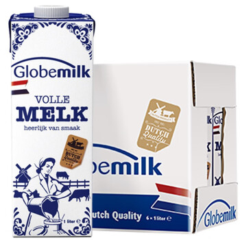 荷兰原装进口 荷高Globemilk 3.6优乳蛋白全脂纯牛奶1L*6 整箱装