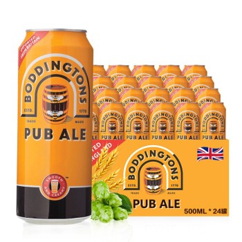 宝汀顿（Boddington）英国原装进口 含氮气球 曼切斯特奶油生啤 蜂蜜啤酒500ml听装整箱 24听 宝汀顿500ml