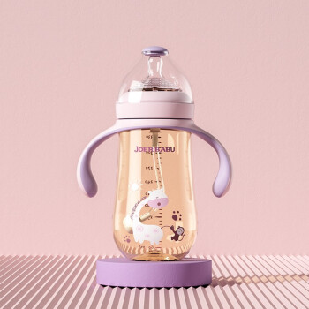 小袋鼠巴布（JOER BABU）婴儿奶瓶PPSU断奶奶瓶宽口径耐摔宝宝吸管奶瓶带手柄 配XL号9个月以上适用 330ml粉