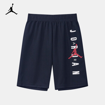 耐克大童装男童运动短裤Nike Air Jordan 夏季儿童针织休闲裤子 2080正黑色 M