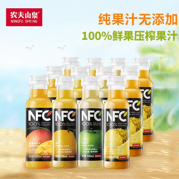 农夫山泉 低温nfc果汁 鲜榨果汁300ml 橙汁3+苹果汁3+芒果汁3+凤梨3食品类商品-全利兔-实时优惠快报