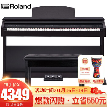 罗兰(Roland)电钢琴RP30 智能带盖88键重锤电子钢琴 专业初学者家用立式数码钢琴+木质琴架+全套礼包