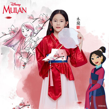 迪士尼花木兰汉服女童中国风连衣裙公主裙儿童古风古装cos服童装花