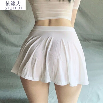 YIJINAI 依锦艾 冰丝透明百褶裙老师短裙无内瘾诱紧身小短裙一步无衬超短裙 单独 单独白色百皱裙服饰鞋包类商品-全利兔-实时优惠快报