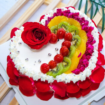 萌达人三八妇女节鲜花生日蛋糕新鲜水果玫瑰花瓣全国预定爱心告白送