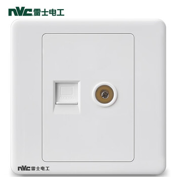 雷士（NVC）开关插座 电视+六类电脑千兆双位墙壁电源插座86型开关插座面板 N05B14U207系列白色