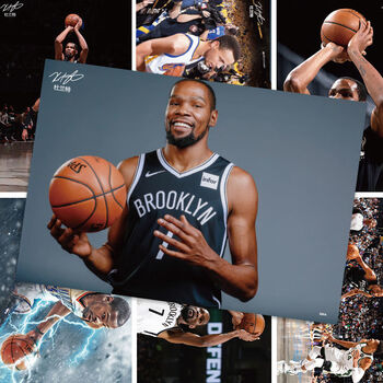 nba大壁纸墙纸卡贴壁画明信片篮球写真同款周边杜兰特海报随机8张双面