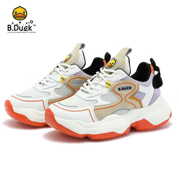B.Duck小黄鸭运动鞋老爹鞋女春季休闲显脚小跑步鞋子学生 白桔（Y252901） 35码