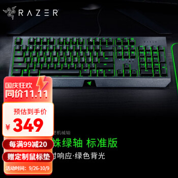 雷蛇（Razer） 黑寡妇蜘蛛标准 机械键盘 游戏键盘 办公键盘 电脑键盘 绿轴ABS键帽104键 标准版-104键绿轴绿光