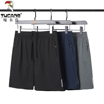 啄木鸟（TUCANO）短裤男夏季新款轻薄健身跑步裤男士吸汗透气运动短裤 黑色 2XL