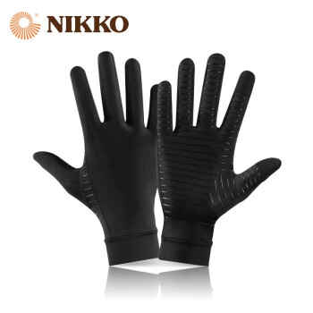 日高（NIKKO） 新品户外运动手套骑行骑车全指防滑耐磨开车手套可触屏 黑色 S