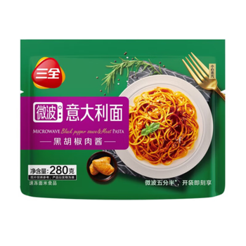 三全 微波系列扬州腊味海鲜炒饭 意面方便微波一人食加热即食 黑椒肉酱微波意面280g全利兔-实时优惠快报