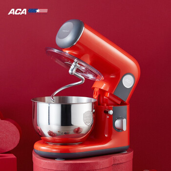 北美电器（ACA）厨师机和面机打蛋器家用多功能全自动揉面机打奶油机鲜奶机搅拌机ASM-M10A（活力红）