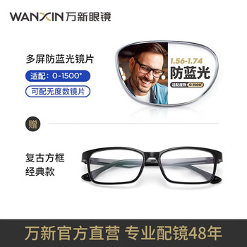 winsee 万新 TR90-全框-1020BK-黑色 1.74多屏防蓝光镜片（近视酷薄）全利兔-实时优惠快报