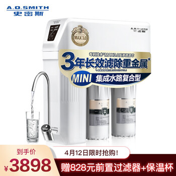 史密斯(A.O.Smith)家用净水器 直饮净水机 1.6升/分钟 反渗透净水机 家电 1600M