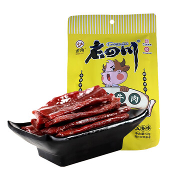 京东PLUS：老四川 金角老四川重庆休闲零食小吃五香味手撕牛肉干50g中华食品类商品-全利兔-实时优惠快报