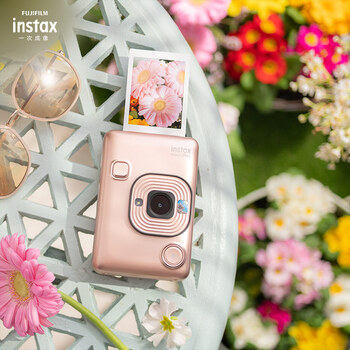 富士instax立拍立得 数模一次成像相机（具有手机照片打印功能）mini Liplay 腮红金