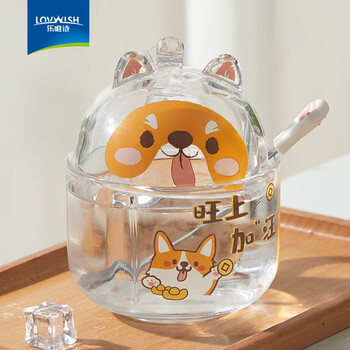 LOVWISH 乐唯诗 NERVISHI）卡通玻璃早餐水杯一盖两用日用百货类商品-全利兔-实时优惠快报