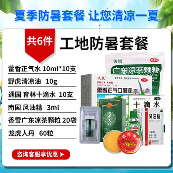龙虎人丹60粒 夏季防暑降温药品防暑套装 藿香正气口服液凉茶清凉油