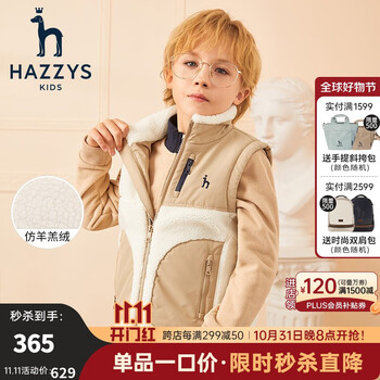 HAZZYS 哈吉斯 童装男童马甲母婴玩具类商品-全利兔-实时优惠快报