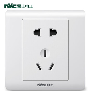 雷士电工（NVC）开关插座 五孔插座86型10A 正5孔 二三插暗装墙壁开关面板电工电料 D1心洁系列简约白色