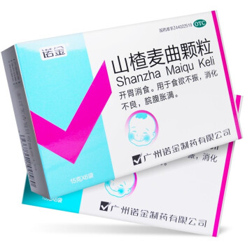 诺金 山楂麦曲颗粒 15g*6袋/盒 用于食欲不振 消化不良 脘腹胀满 AK 1盒装