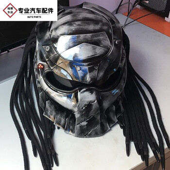 琦栗 铁血战士脏辫盔异形猎食者全盔 银色手绘 M全利兔-实时优惠快报