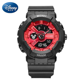 Baidi 百迪 联名上海迪士尼手表初中生高中学生防水电子表女手表男情侣款送男 黑红15052R-(饰品礼盒)大全利兔-实时优惠快报