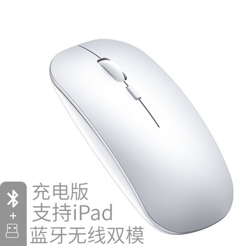 吉选（GESOBYTE）B10 可充电无线蓝牙鼠标 安静办公超薄便携低噪音苹果平板ipad通用2.4G无线蓝牙双模 银