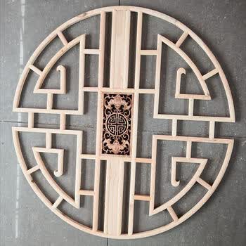 木雕中式玄关装饰画东阳木雕挂件实木花格花窗壁挂客厅玄关中式背景墙