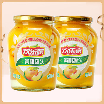 HUANLEJIA 欢乐家 黄桃罐头 900g*2瓶全利兔-实时优惠快报
