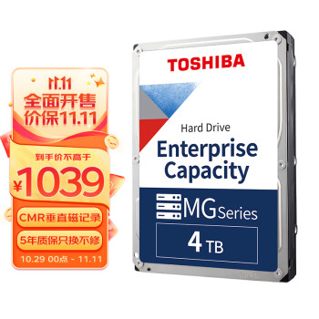 东芝(TOSHIBA) 4TB 7200转 256M SATA 企业级硬盘(MG08ADA400N)