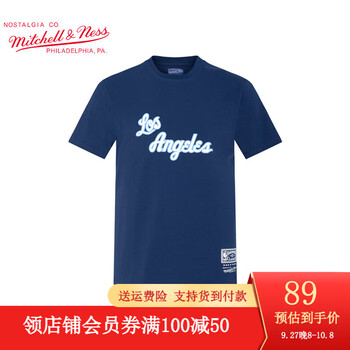 mitchell & ness 棉T恤 NBA湖人队短袖半袖 MN男女圆领短袖短T上衣 柔软舒适 深蓝色 L运动户外类商品-全利兔-实时优惠快报