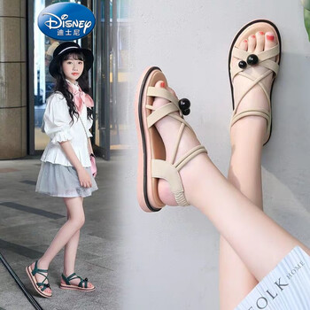 迪士尼disney品牌套脚女童凉鞋2021夏季新款韩版女童网红公主凉鞋中大